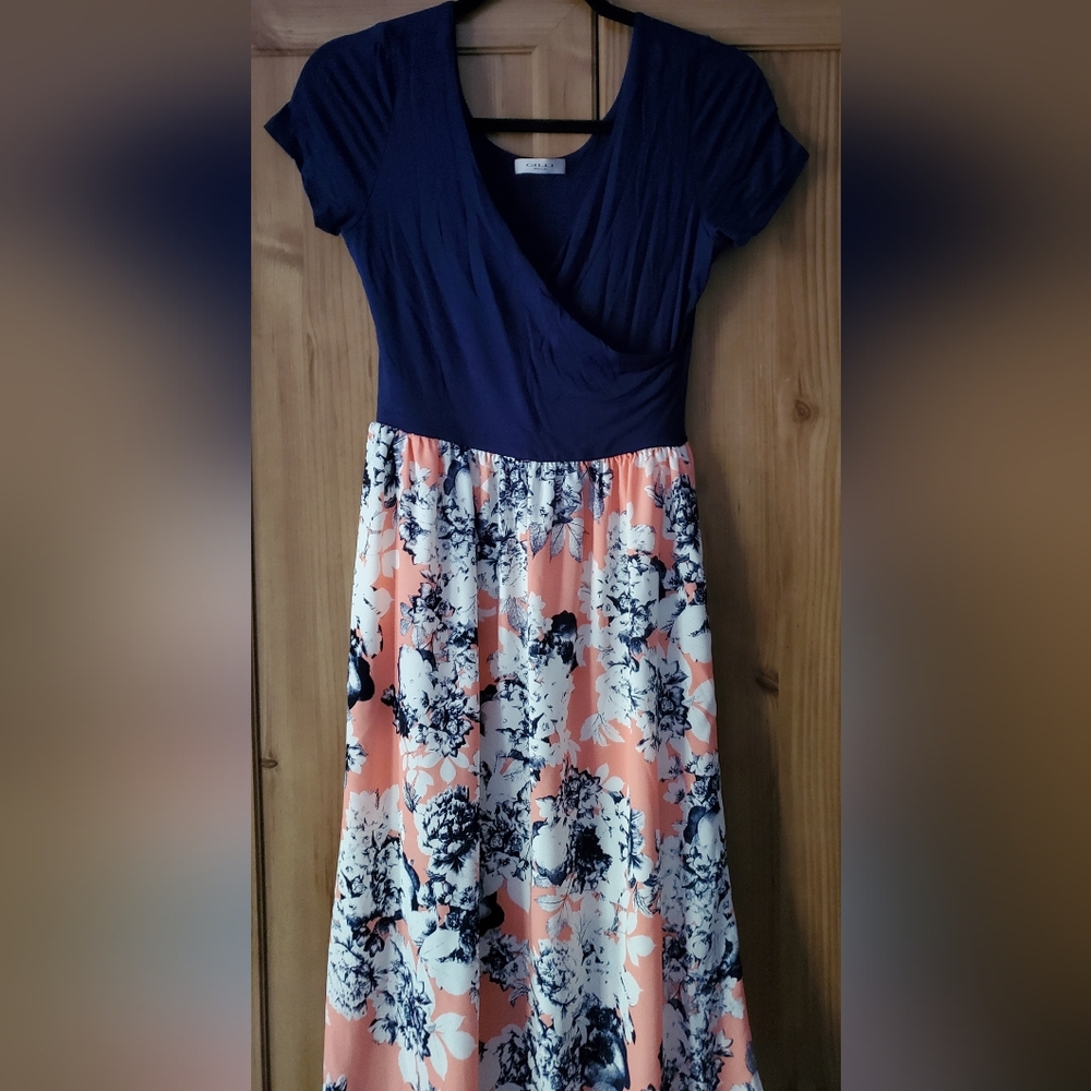 Gilli Navy and Pink Floral Midi Dress